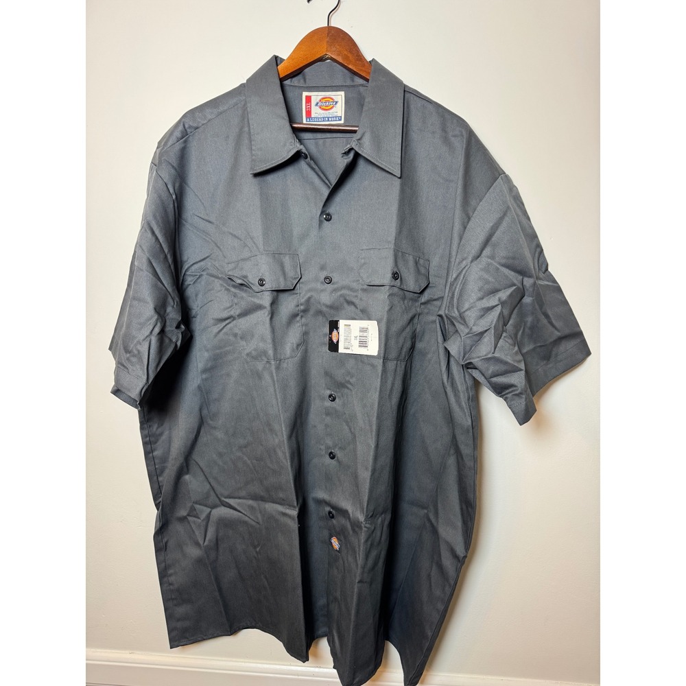Dickies Mens 3XL Short Sleeve Work Shirt Charcoal Gray Button Up Utility Top NEW